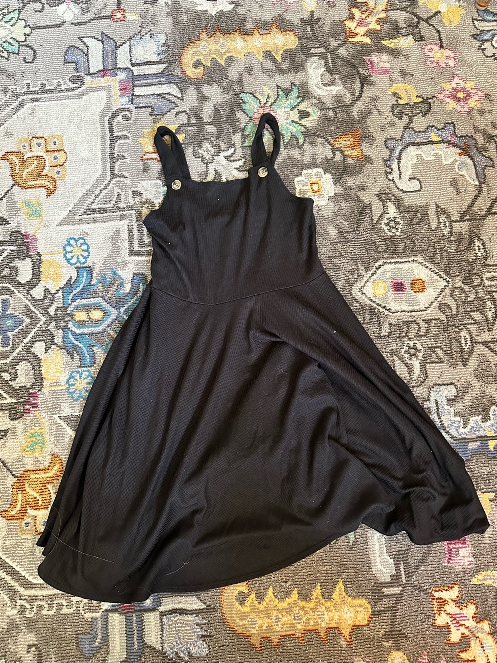 Rewind Girls Ribbed Knit Black Skater Dress Size 12